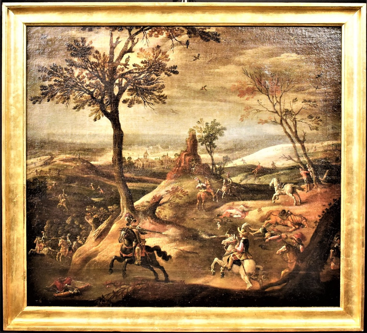 Assalto al villaggio con scontro tra cavalieri - Maestro Fiammingo del XVII° secolo-photo-2