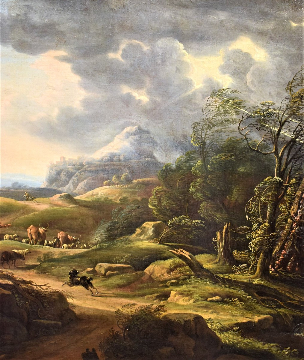 Paesaggio con pastore e armenti - Antonio Tavella (Milano 1668 - Genova 1738) -photo-4