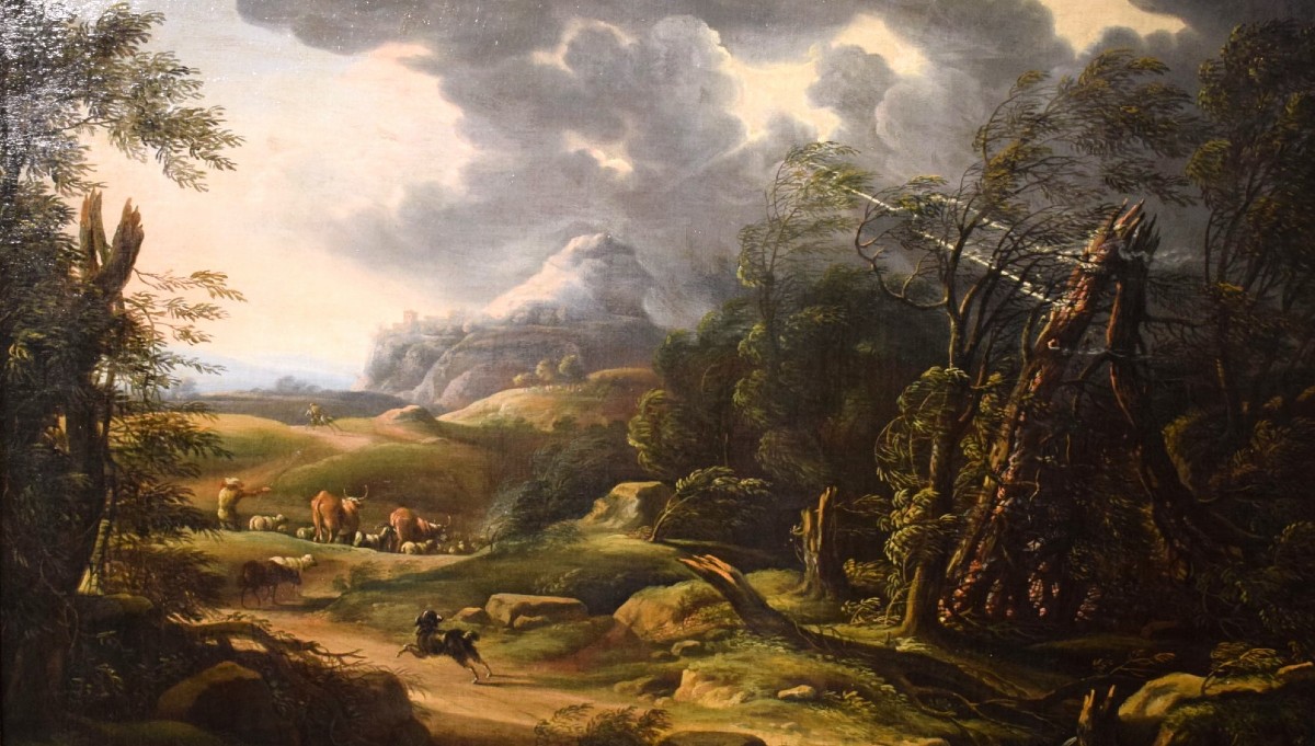 Paesaggio con pastore e armenti - Antonio Tavella (Milano 1668 - Genova 1738) -photo-2