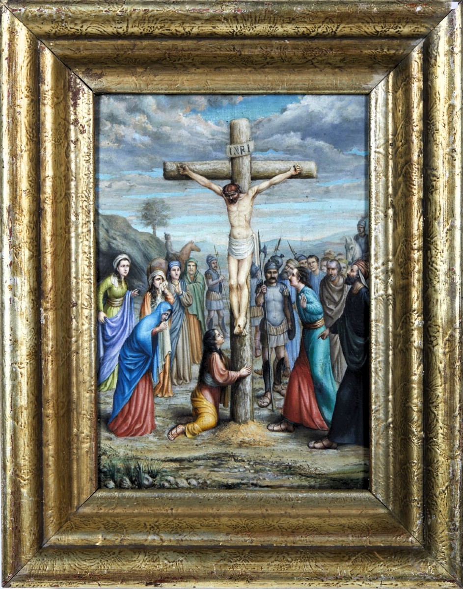 Crocifissione di Cristo - Olio su tavola - Francia, Limoges - Fine del '700-photo-2
