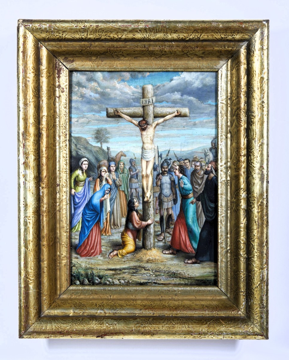 Crocifissione di Cristo - Olio su tavola - Francia, Limoges - Fine del '700-photo-3