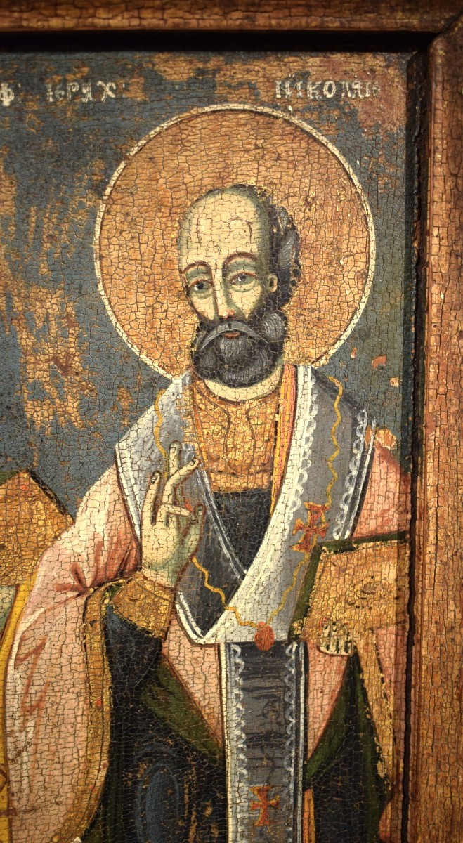 Antica icona Greca raffigurante i Santi Pietro e Paolo,  secolo XVIII-photo-4