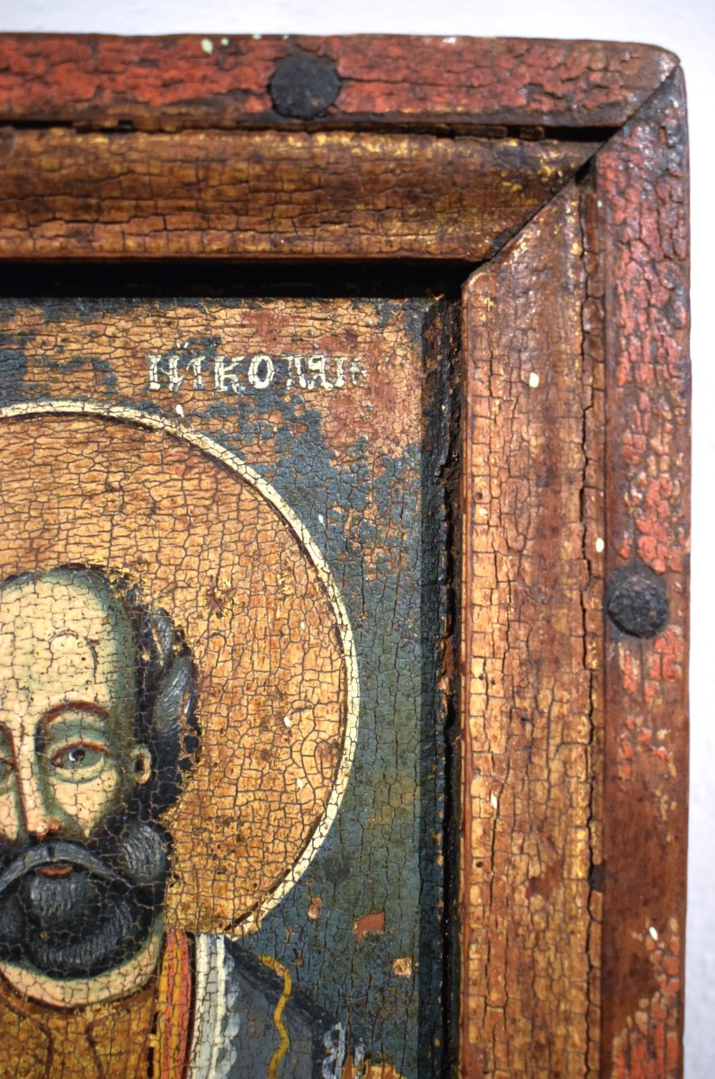 Antica icona Greca raffigurante i Santi Pietro e Paolo,  secolo XVIII-photo-5