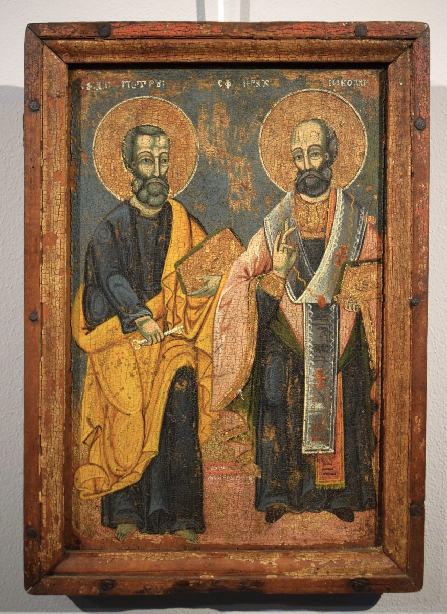 Antica icona Greca raffigurante i Santi Pietro e Paolo,  secolo XVIII-photo-6