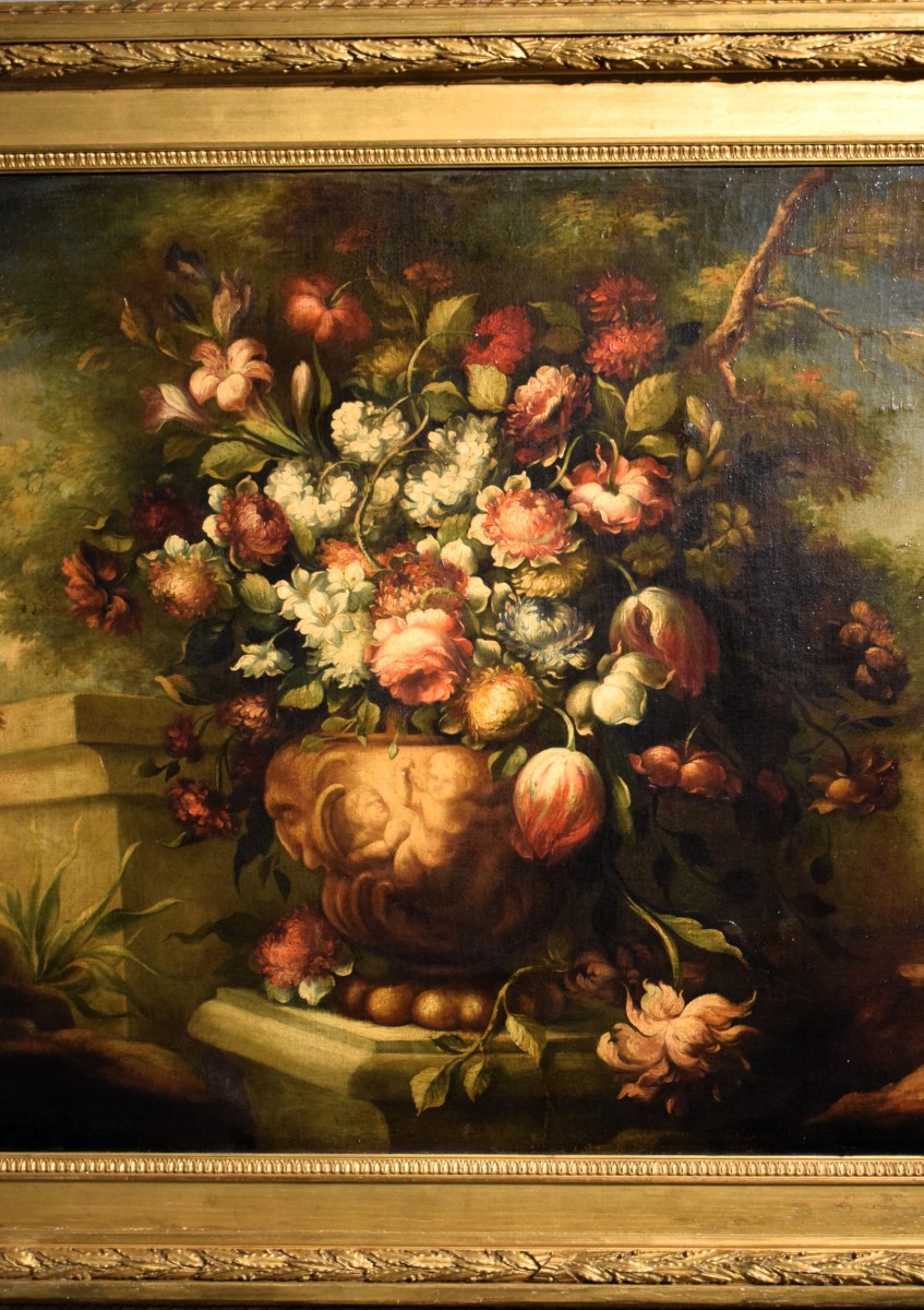 Natura morta di fiori in vaso mediceo - Scuola italiana del  XVIII secolo-photo-3