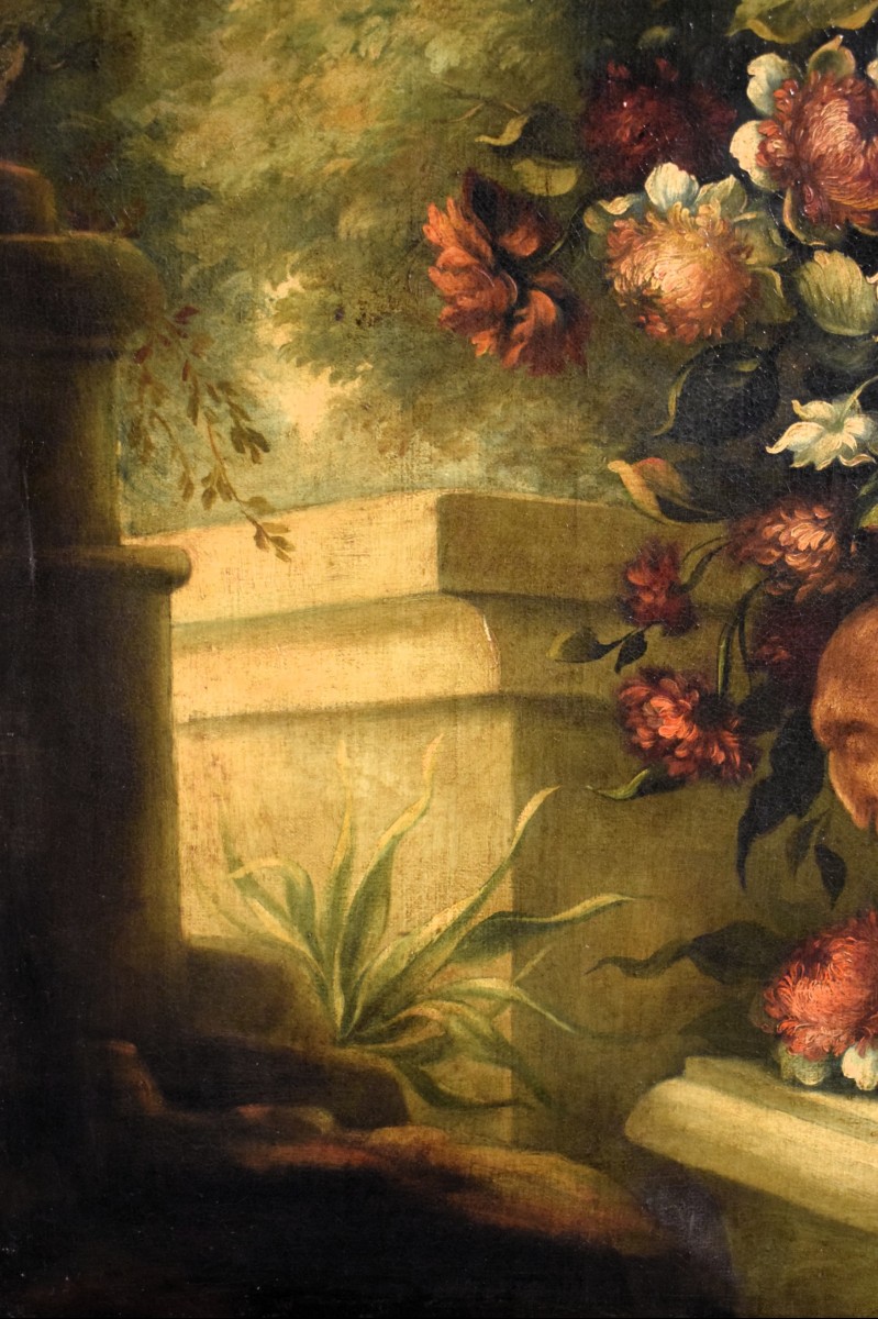 Natura morta di fiori in vaso mediceo - Scuola italiana del  XVIII secolo-photo-3