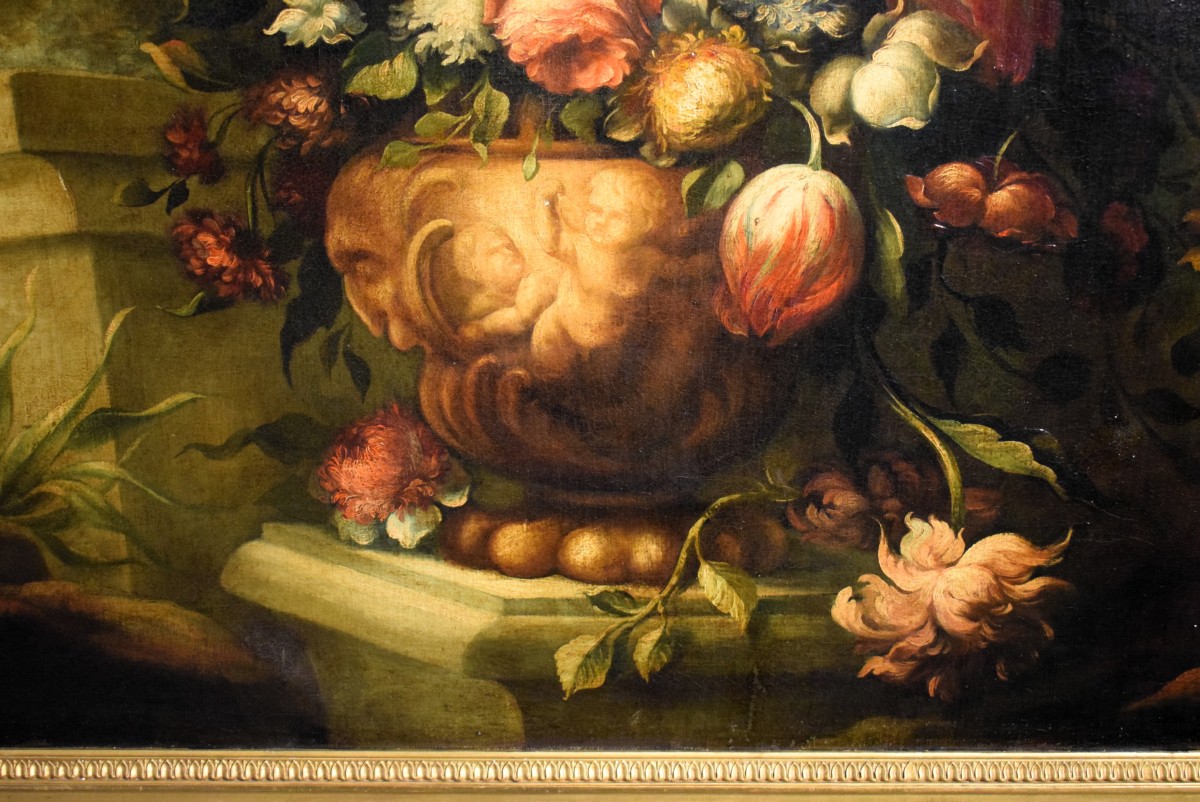 Natura morta di fiori in vaso mediceo - Scuola italiana del  XVIII secolo-photo-4