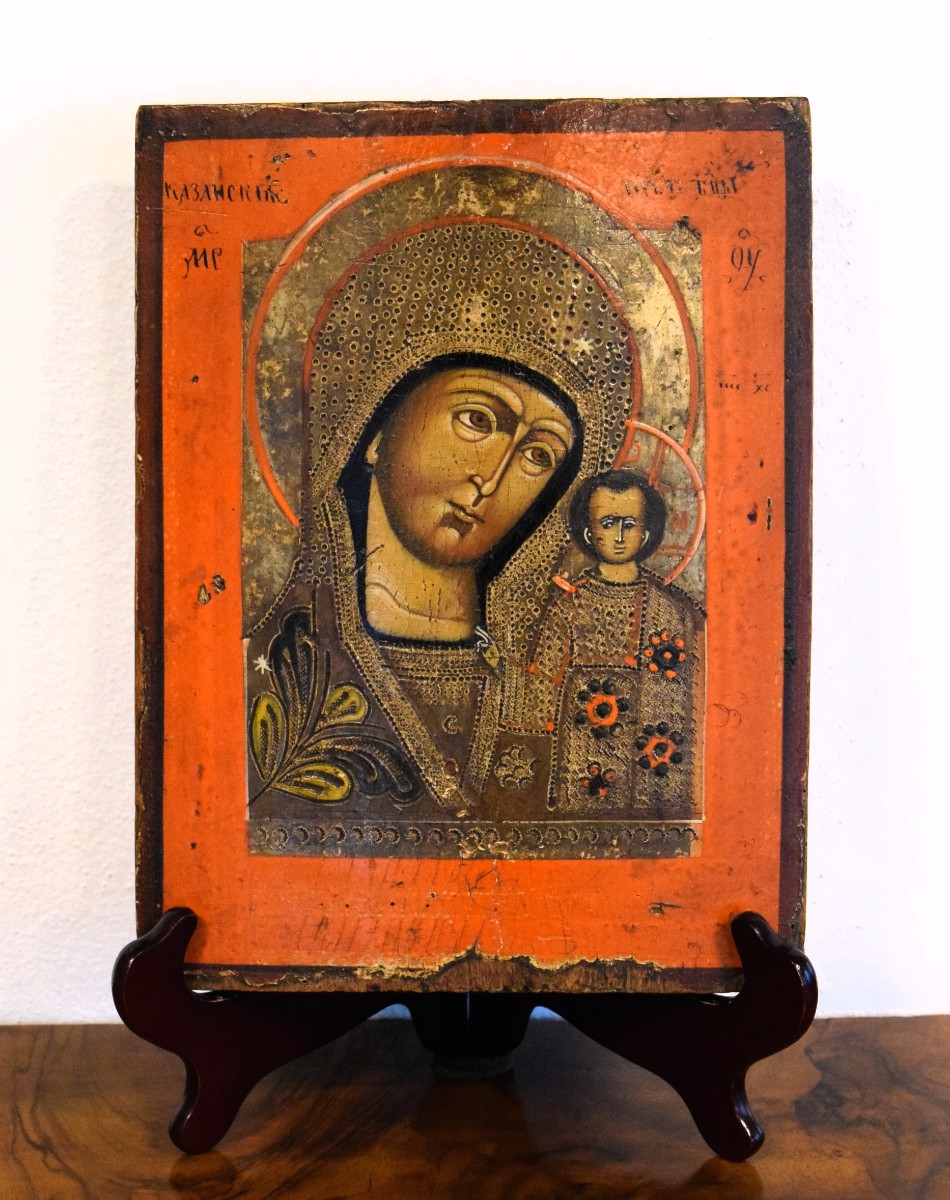 Madonna di Kazan - Antica Icona Russa - Metà del XVIII secolo-photo-4