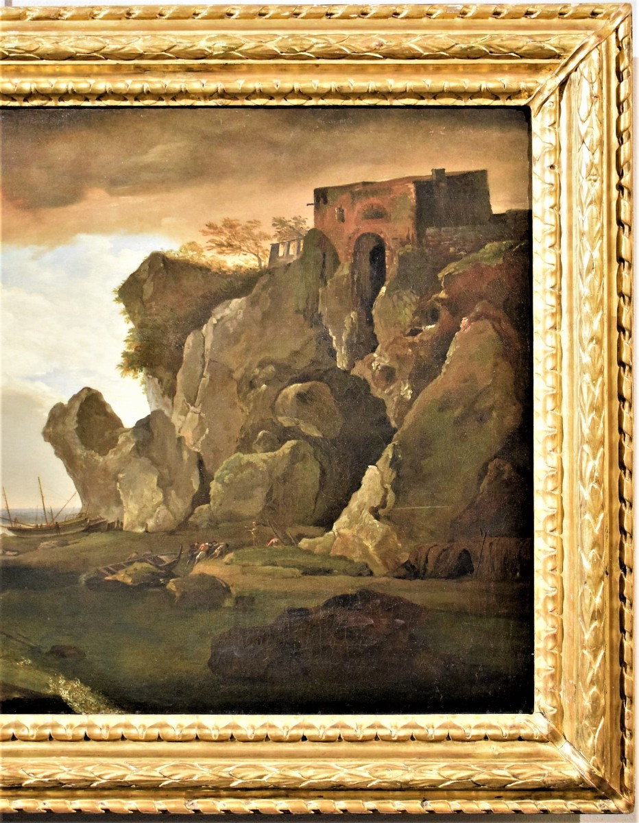 Naufragio sulla scogliera  Claude Joseph Vernet (Avignone 1714 - Parigi 1789) Firmato e datato-photo-1