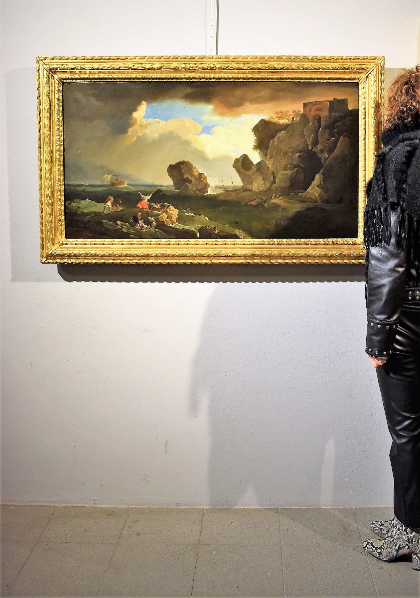 Naufragio sulla scogliera  Claude Joseph Vernet (Avignone 1714 - Parigi 1789) Firmato e datato-photo-8
