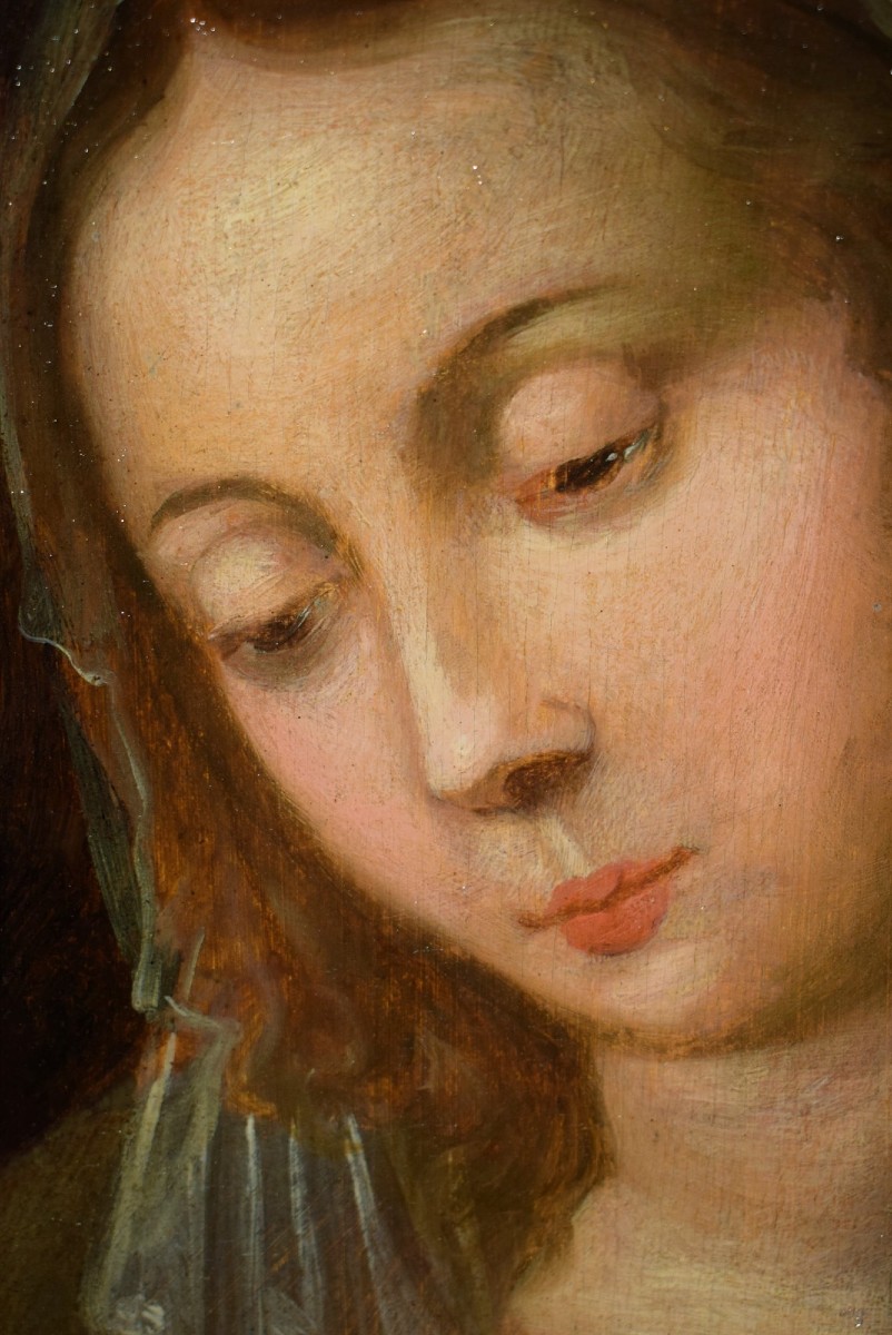 Madonna del Latte - Olio su tavola  - Artista del XVII secolo-photo-4