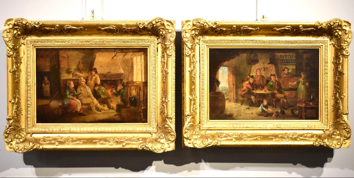 Scene di taverna -  Maestro Fiammingo del XIX secolo