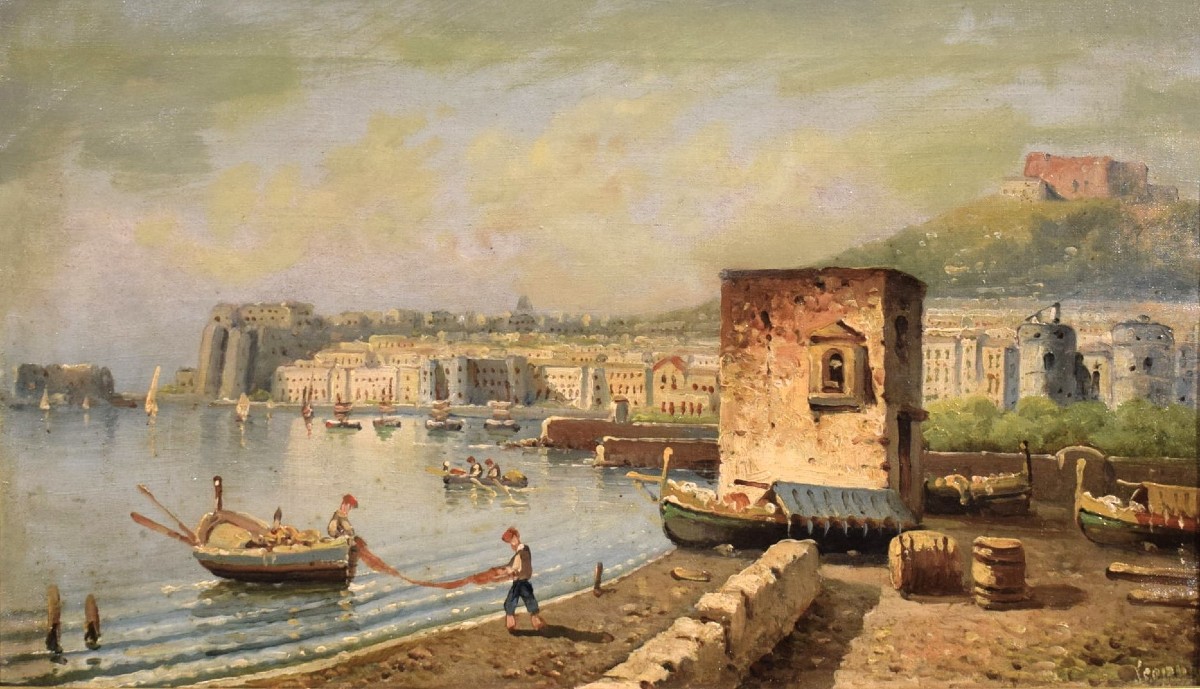 Coppia di vedute del Golfo di Napoli.-photo-2