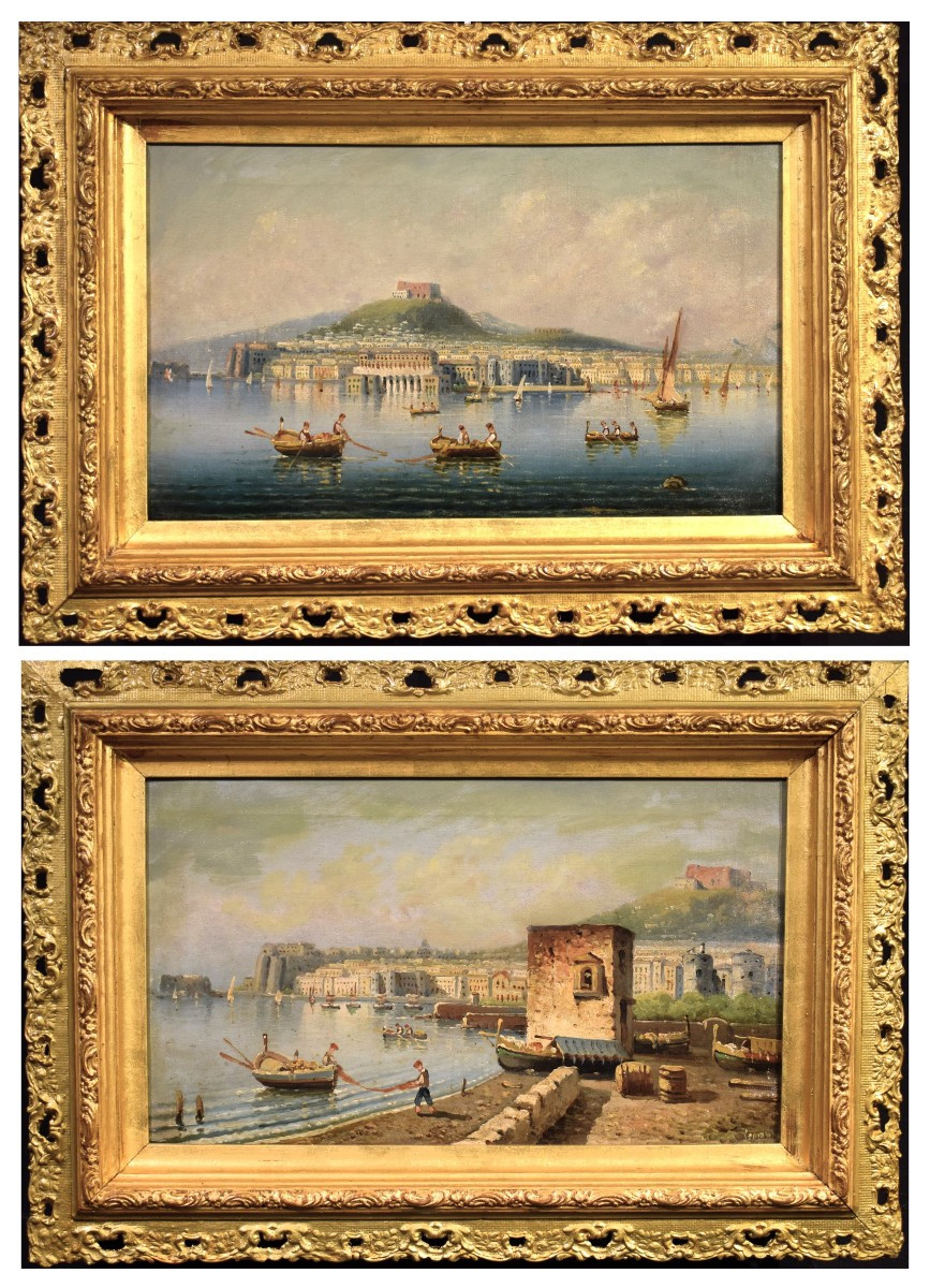 Coppia di vedute del Golfo di Napoli.