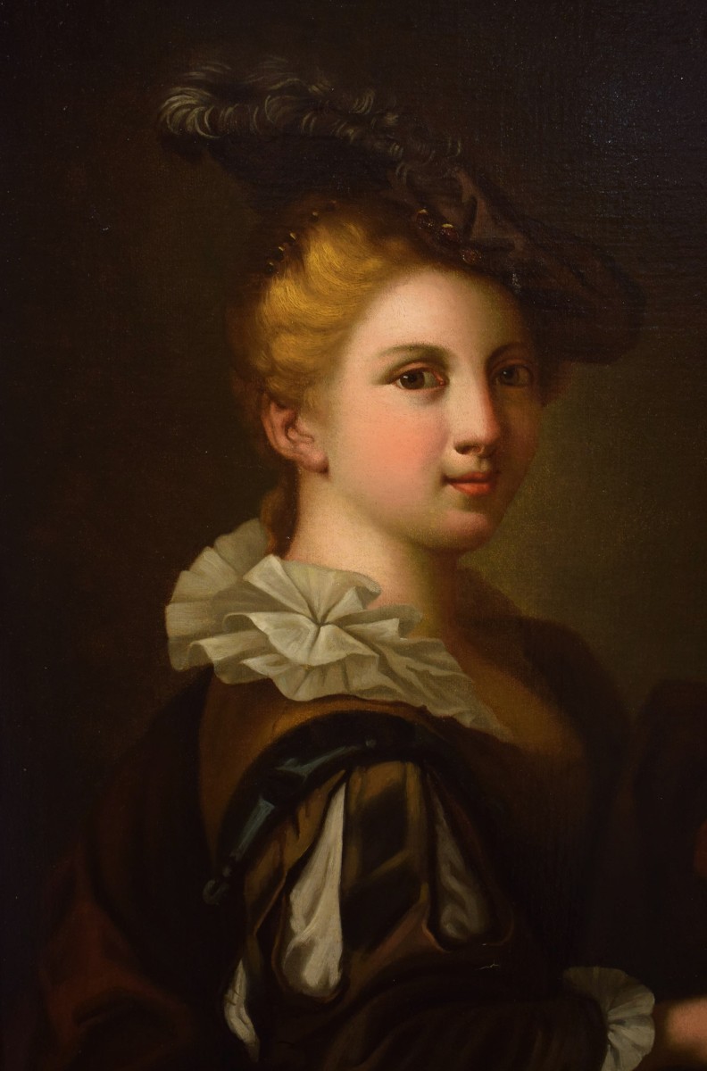 Giovane gentildonna con cardellino - Jean-Baptiste Greuze (1725 – 1805) Attr.-photo-3