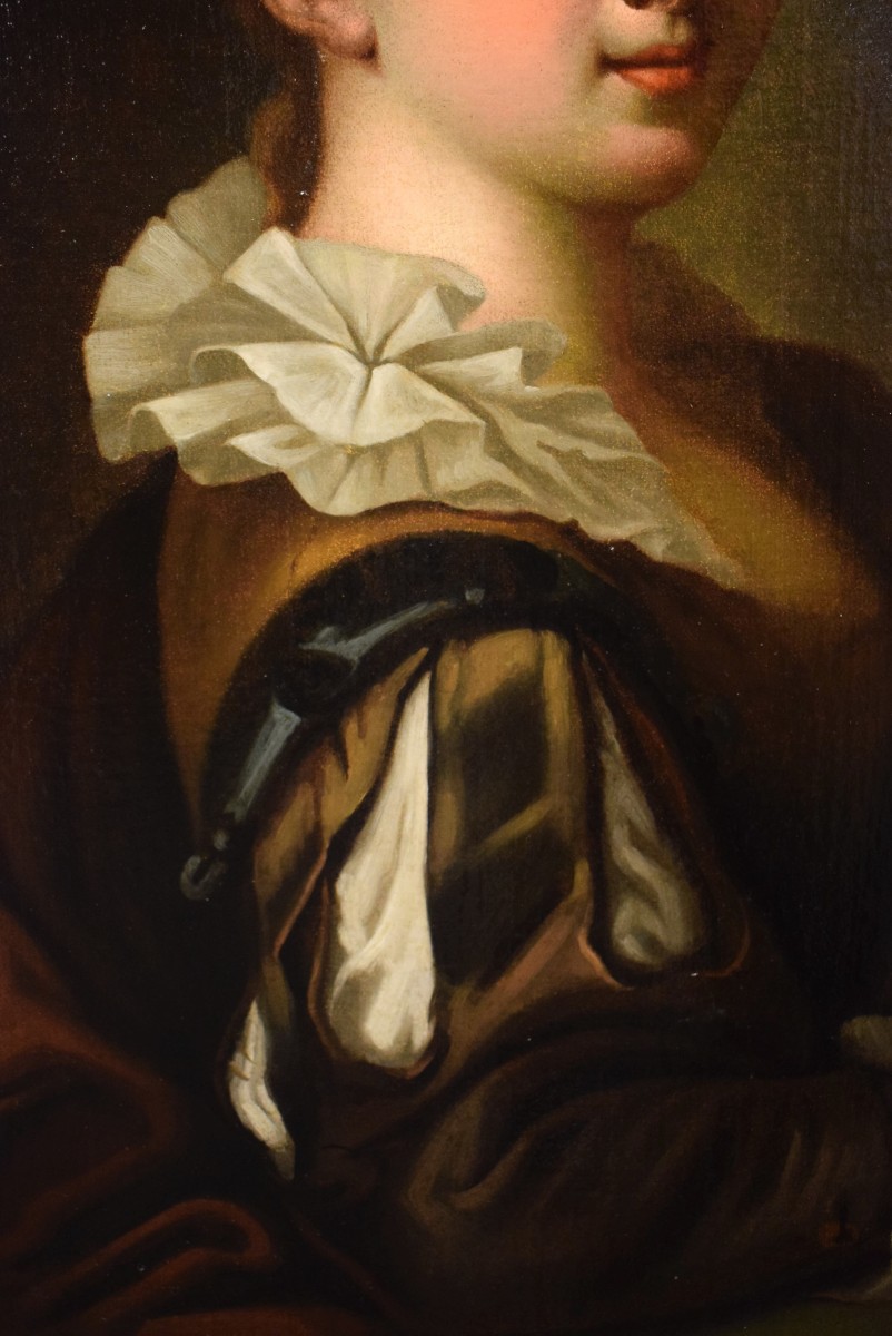 Giovane gentildonna con cardellino - Jean-Baptiste Greuze (1725 – 1805) Attr.-photo-4