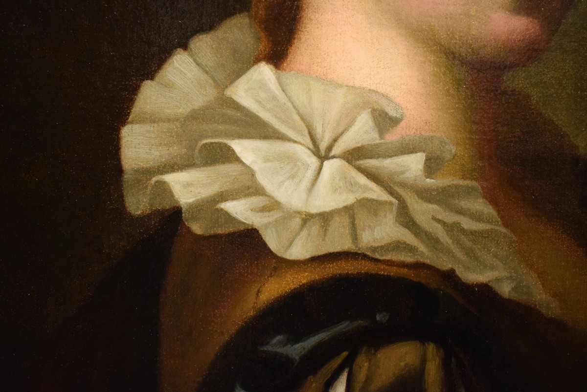 Giovane gentildonna con cardellino - Jean-Baptiste Greuze (1725 – 1805) Attr.-photo-2