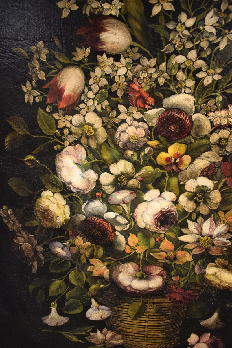Nature Morte De Fleurs - Fin du 19ème à La Manière Flamande-photo-3