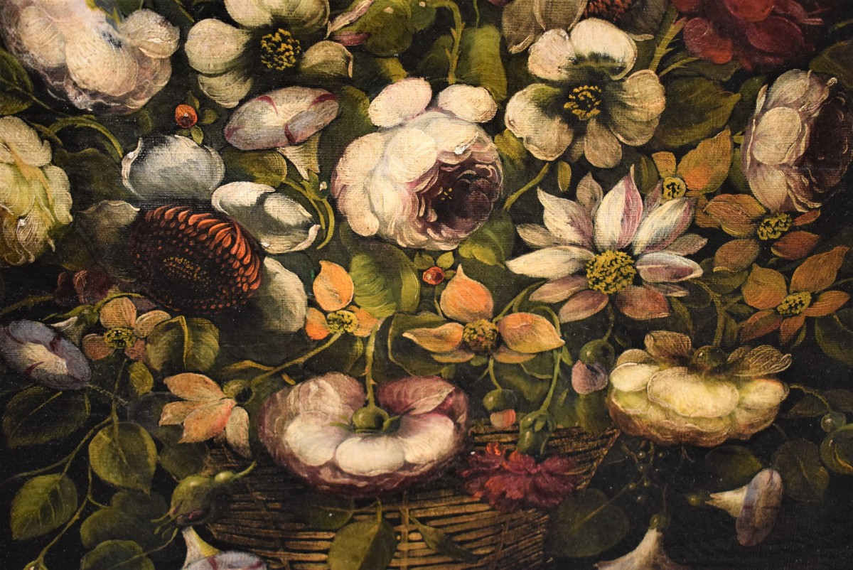 Nature Morte De Fleurs - Fin du 19ème à La Manière Flamande-photo-2