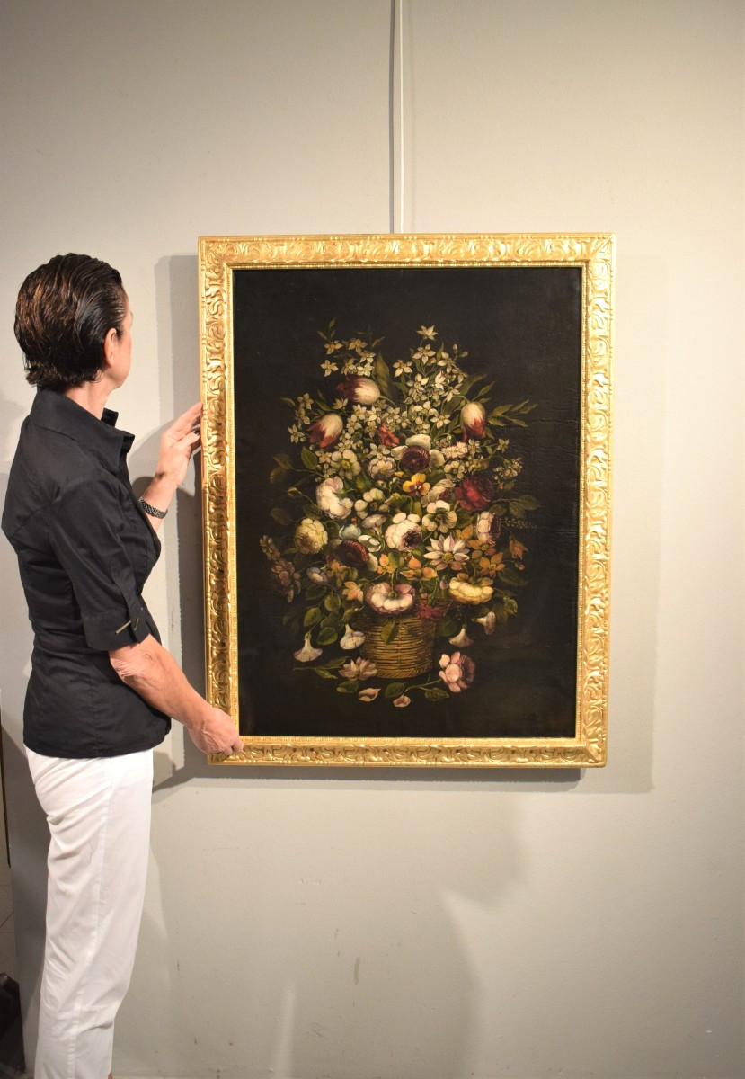 Nature Morte De Fleurs - Fin du 19ème à La Manière Flamande-photo-7