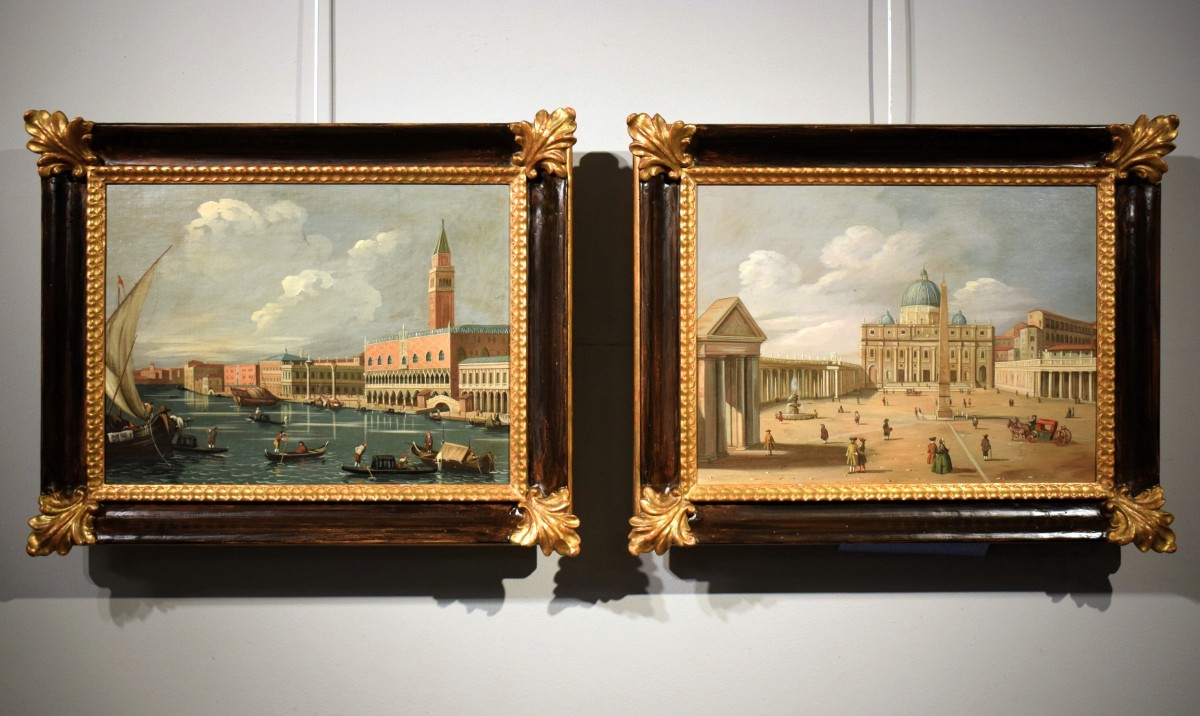 Coppia vedute di Venezia e Roma-photo-2