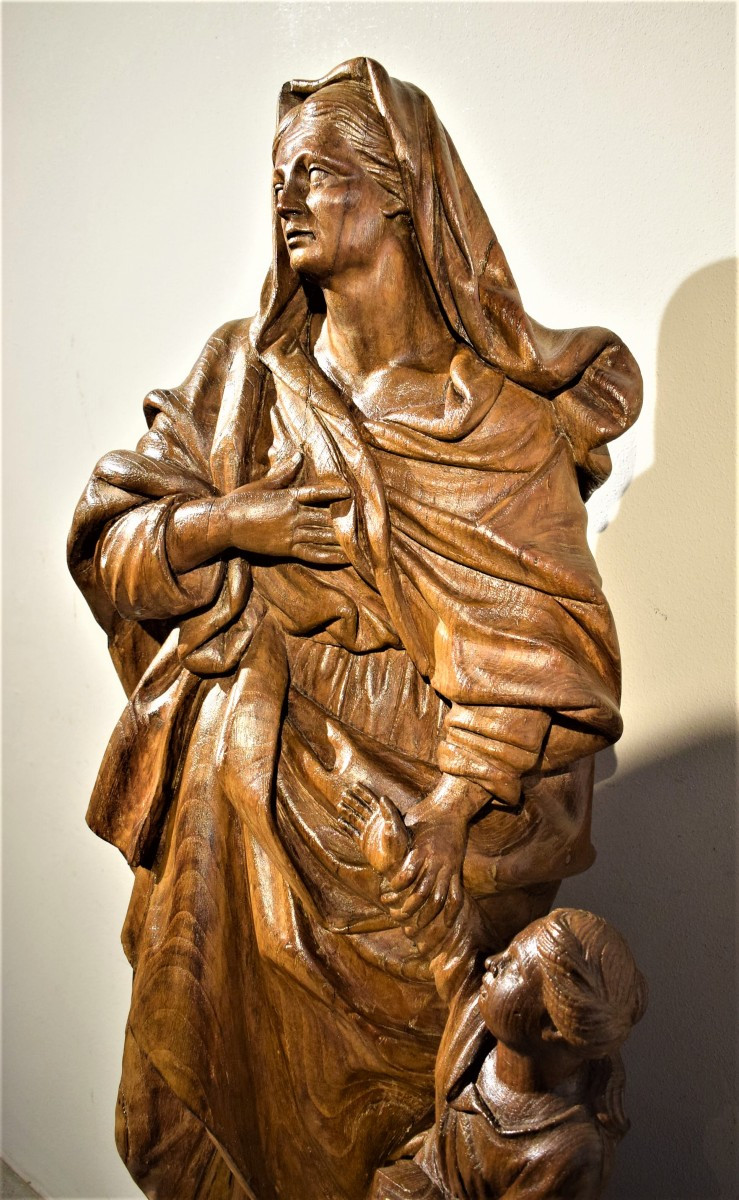 Sant'  Anna con Maria Bambina - scultura francese di fine '600-photo-3