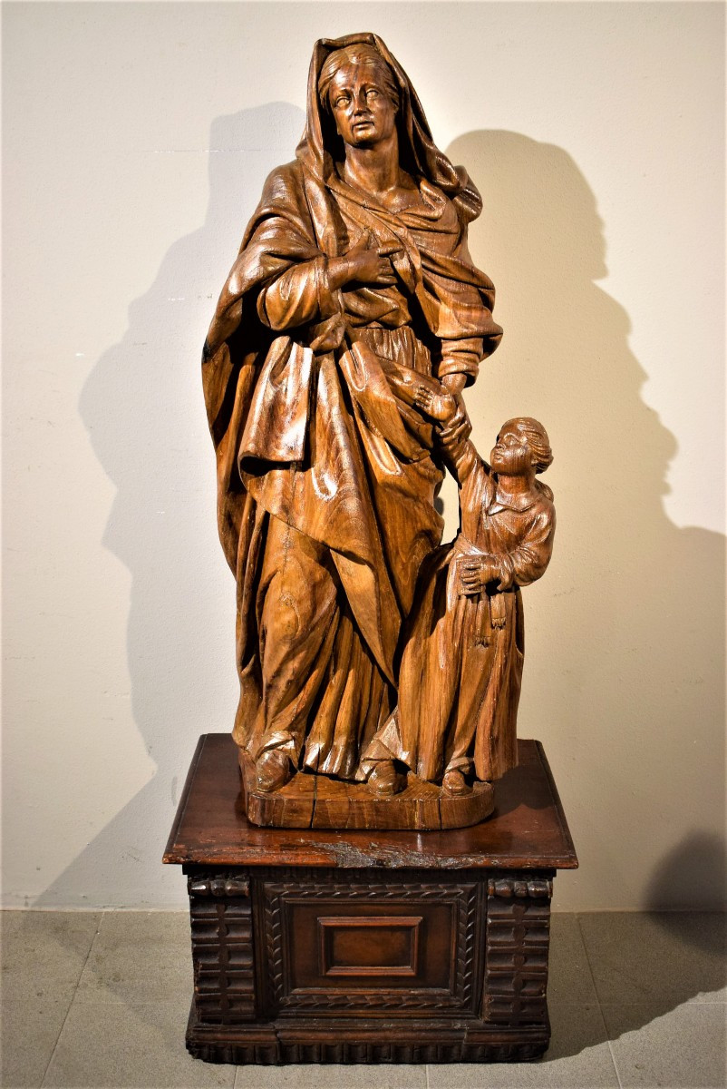 Sant'  Anna con Maria Bambina - scultura francese di fine '600-photo-6