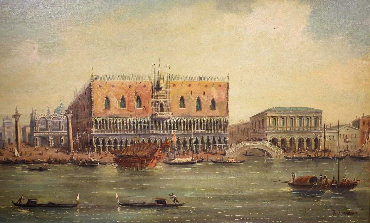 Venezia, Il Bacino di San Marco  - F. Guarana - Fine del XIX° secolo-photo-2