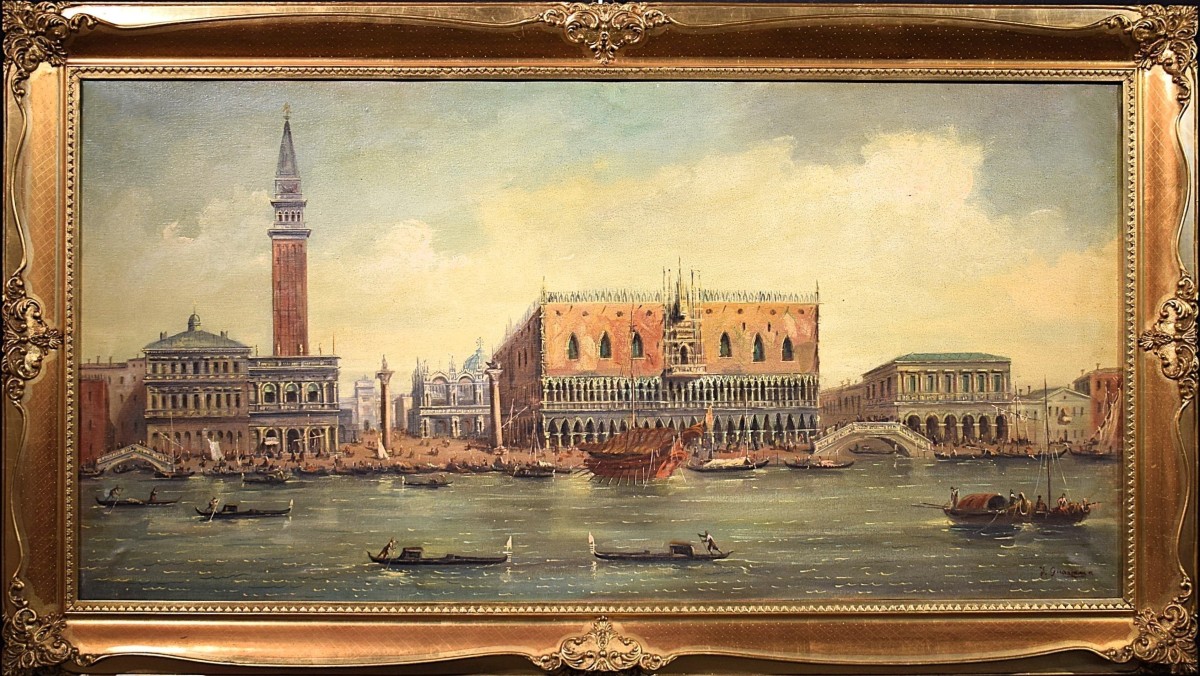 Venezia, Il Bacino di San Marco  - F. Guarana - Fine del XIX° secolo