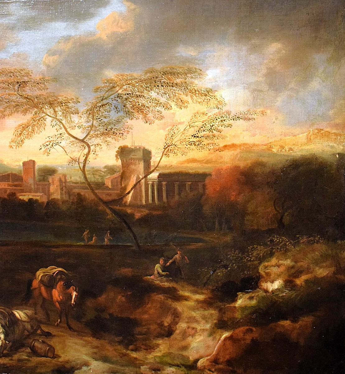 Paesaggio Idilliaco al tramonto - Bottega di Johann Heinrich Roos ( 1631-1685)-photo-4