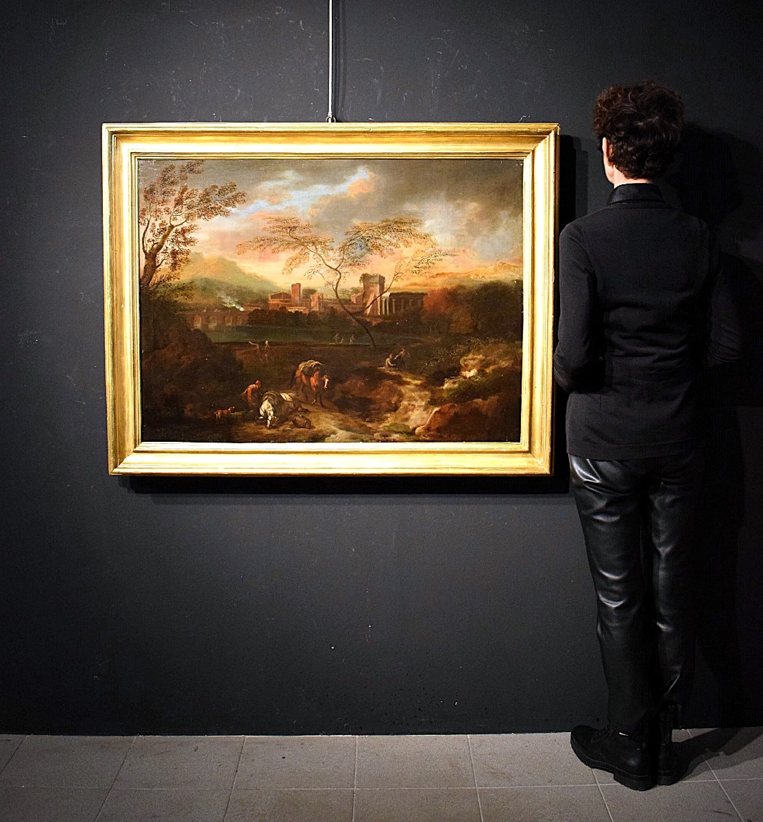 Paesaggio Idilliaco al tramonto - Bottega di Johann Heinrich Roos ( 1631-1685)-photo-5