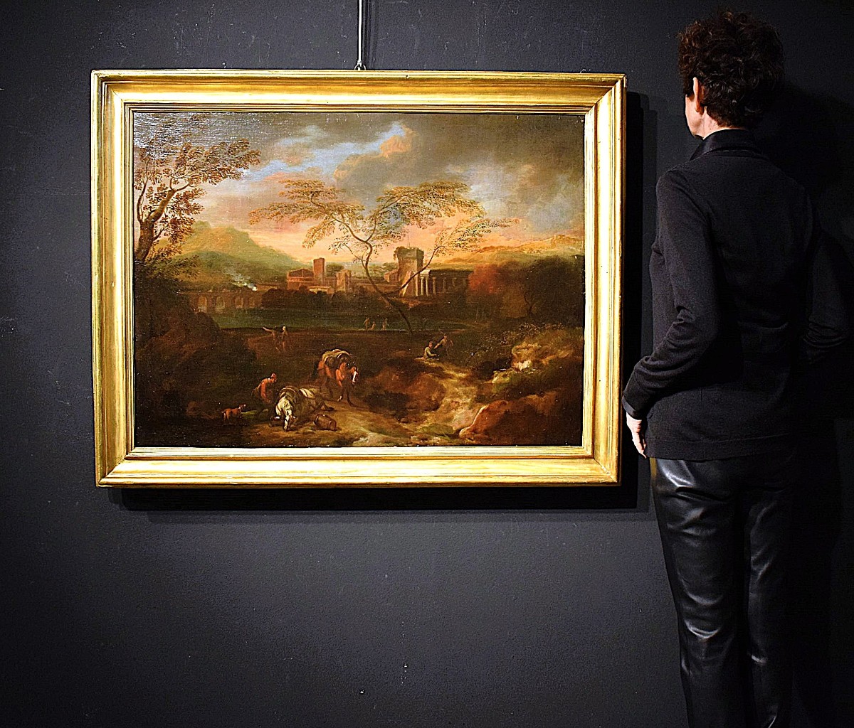 Paesaggio Idilliaco al tramonto - Bottega di Johann Heinrich Roos ( 1631-1685)-photo-6