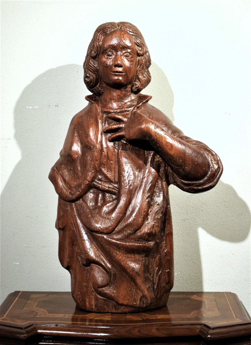 Scultura lignea raffigurante San Giovanni - Scuola francese del '500-photo-3