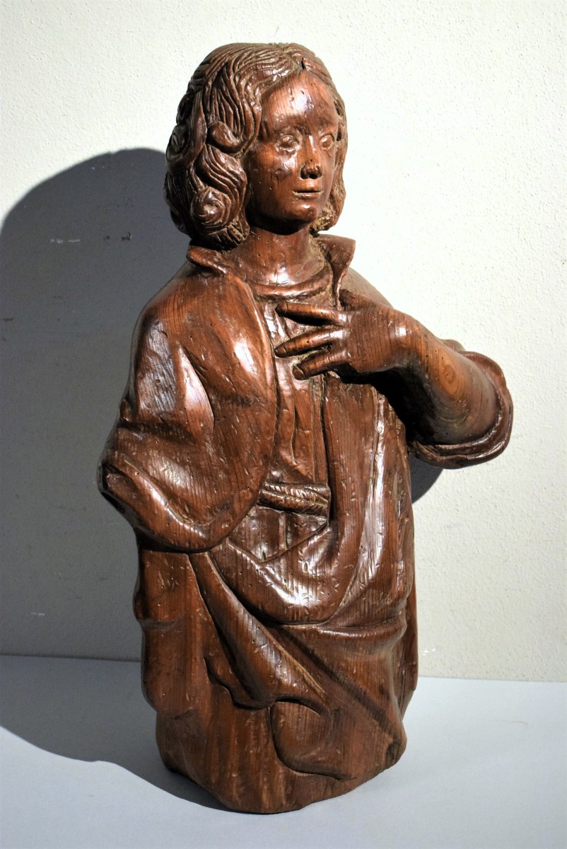 Scultura lignea raffigurante San Giovanni - Scuola francese del '500-photo-4