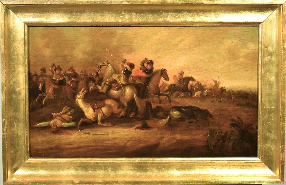 Battaglia con scontro di cavalieri - Scuola fiamminga di fine '600