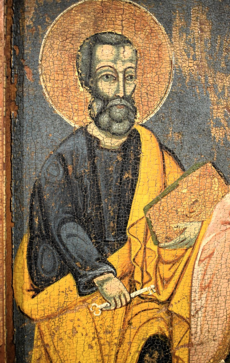 Antica icona Greca raffigurante i Santi Pietro e Paolo - Epoca '500-photo-2