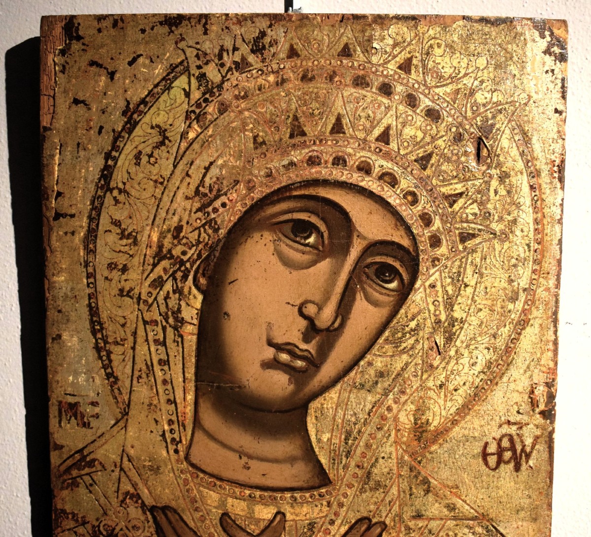 Antica Icona Greca  "La Vergine annunciata"-photo-2