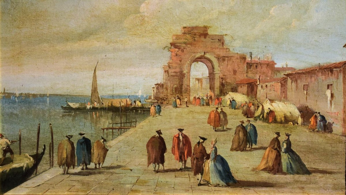 "Capriccio veneziano"  seguace di Francesco Guardi-photo-2