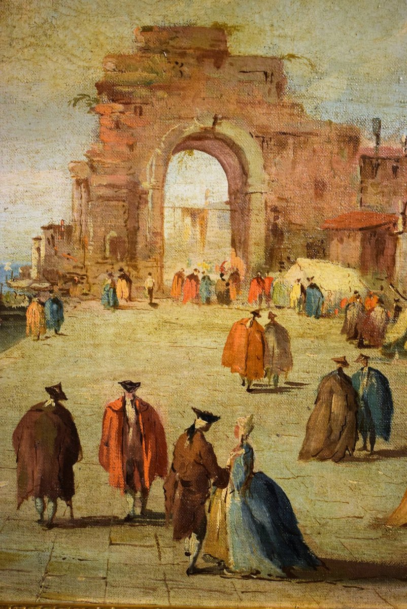 "Capriccio veneziano"  seguace di Francesco Guardi-photo-3
