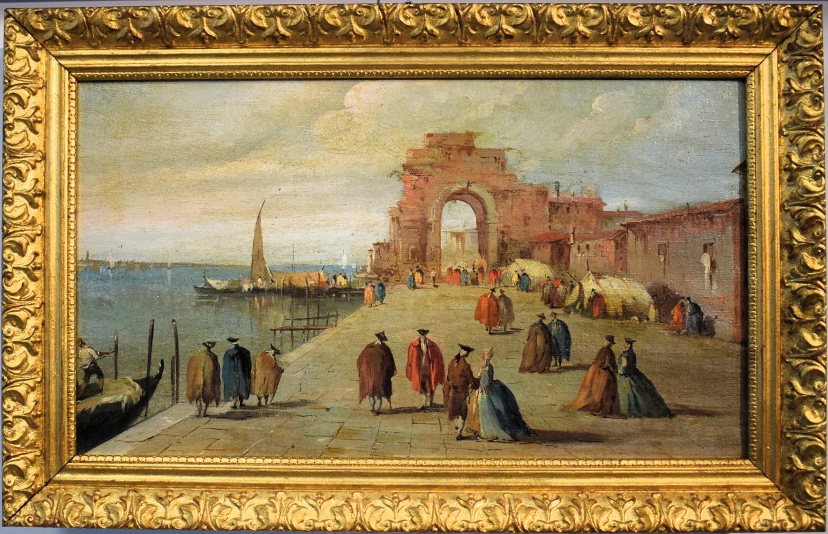 "Capriccio veneziano"  seguace di Francesco Guardi-photo-5