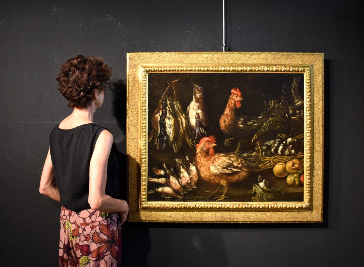 Natura morta con galli e cacciagione -  Angelo Maria Crivelli (Milano1660-1730)-photo-8