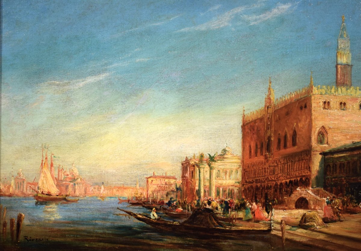 Venezia, Il Bacino di San Marco - Entourage di Félix Ziem (Beaune 1821 Parigi 1911)-photo-2