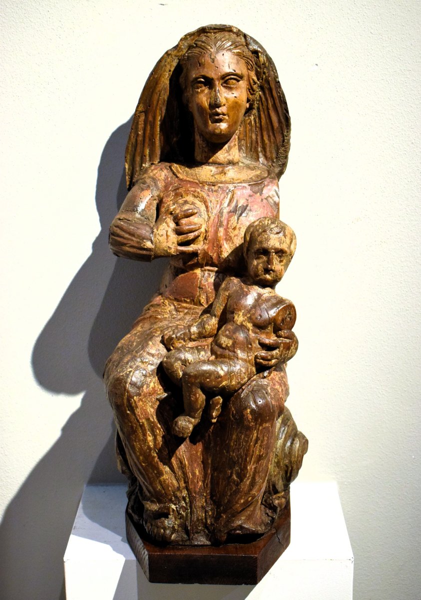 La Vergine del Latte -  Scultura lignea Medioevale  - Nord-Italia, XIV secolo-photo-2