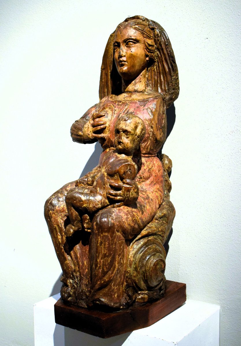 La Vergine del Latte -  Scultura lignea Medioevale  - Nord-Italia, XIV secolo-photo-3