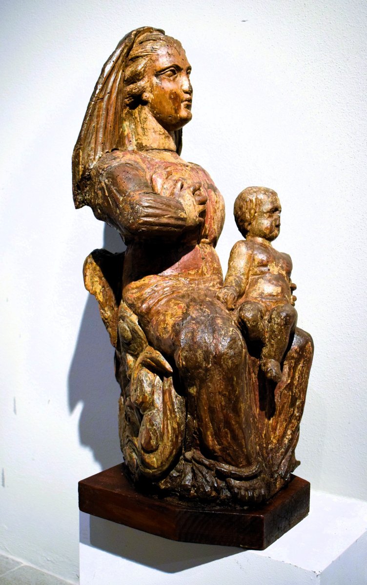 La Vergine del Latte -  Scultura lignea Medioevale  - Nord-Italia, XIV secolo-photo-3