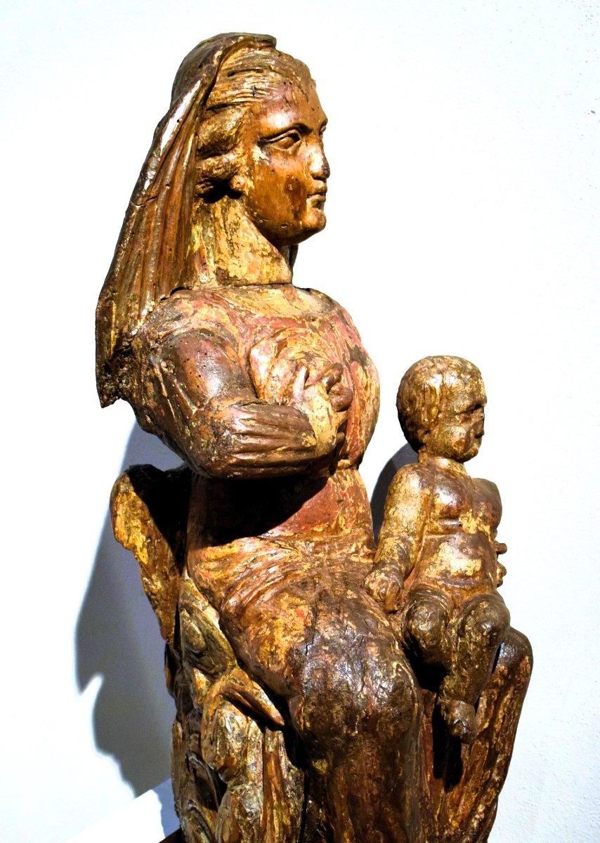 La Vergine del Latte -  Scultura lignea Medioevale  - Nord-Italia, XIV secolo-photo-5