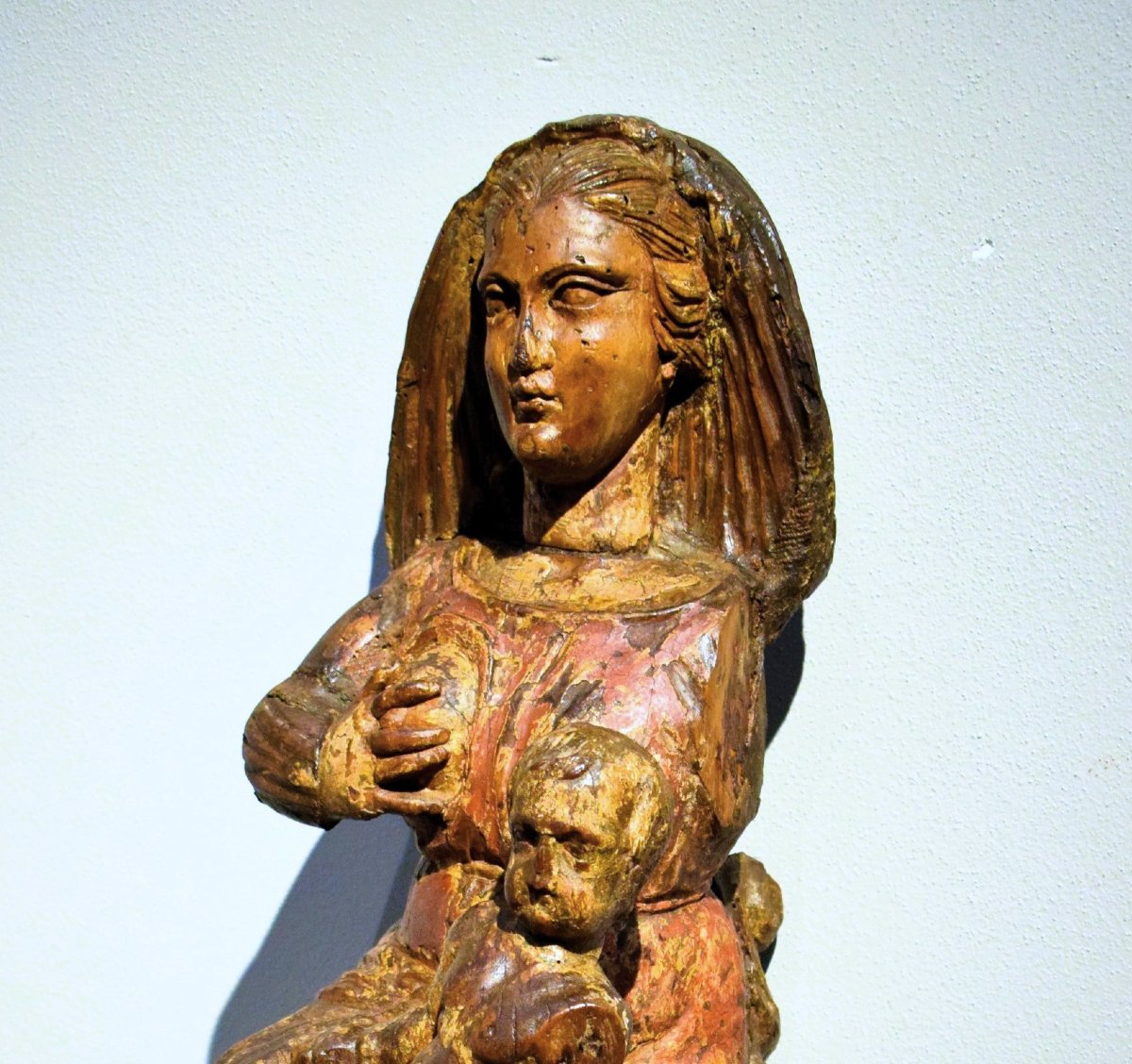 La Vergine del Latte -  Scultura lignea Medioevale  - Nord-Italia, XIV secolo-photo-6