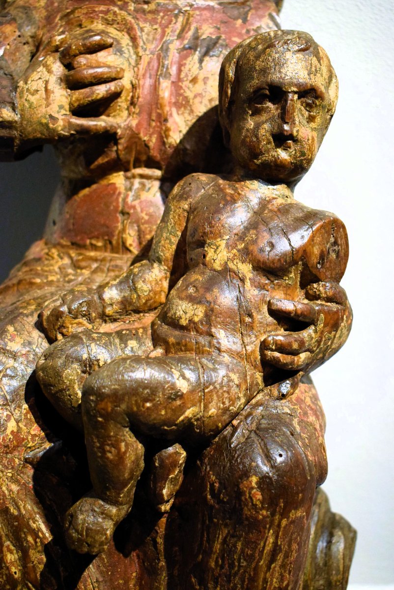 La Vergine del Latte -  Scultura lignea Medioevale  - Nord-Italia, XIV secolo-photo-7