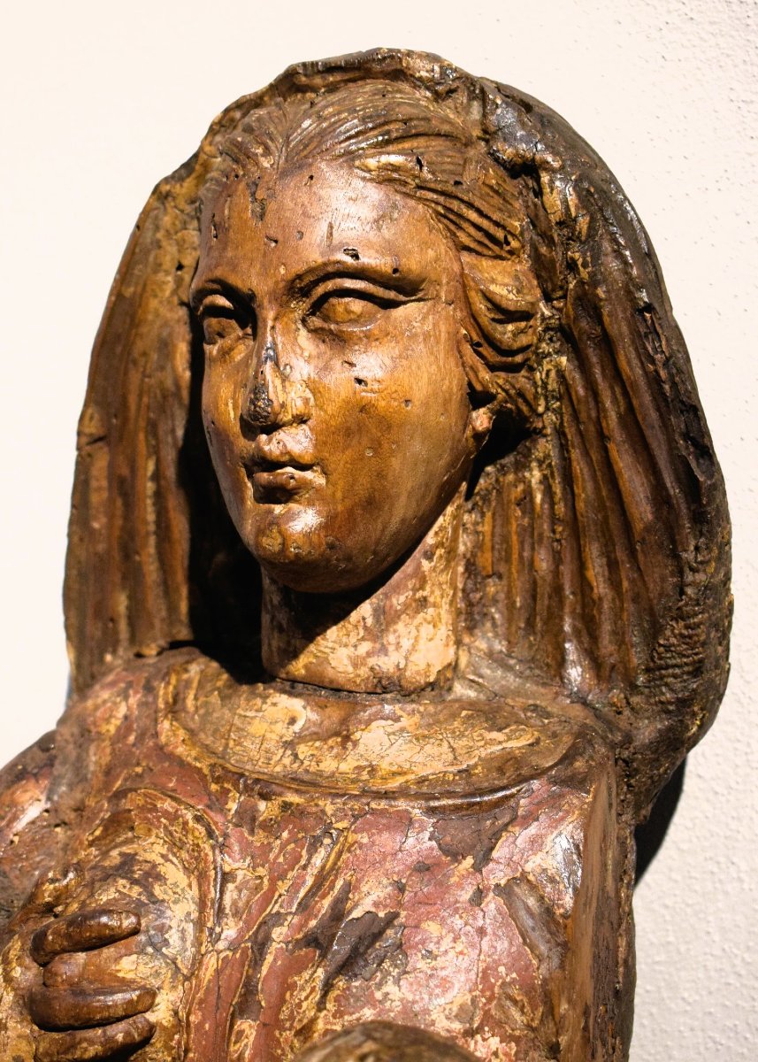 La Vergine del Latte -  Scultura lignea Medioevale  - Nord-Italia, XIV secolo-photo-8