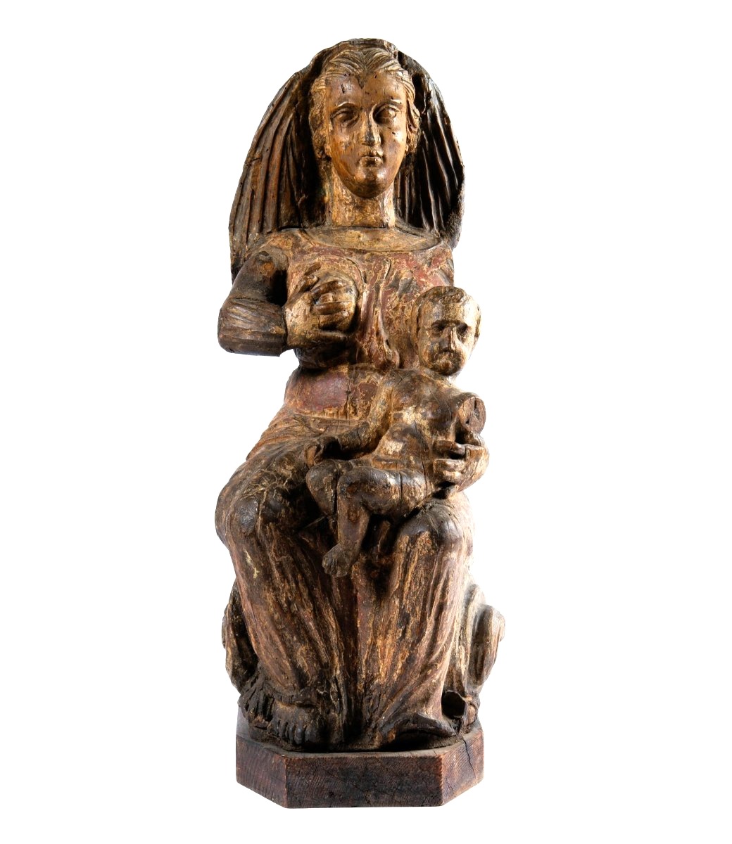 La Vergine del Latte -  Scultura lignea Medioevale  - Nord-Italia, XIV secolo